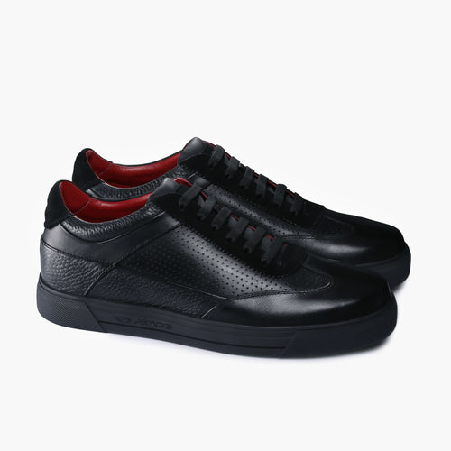 Men's Black Breathable Leather Sneaker