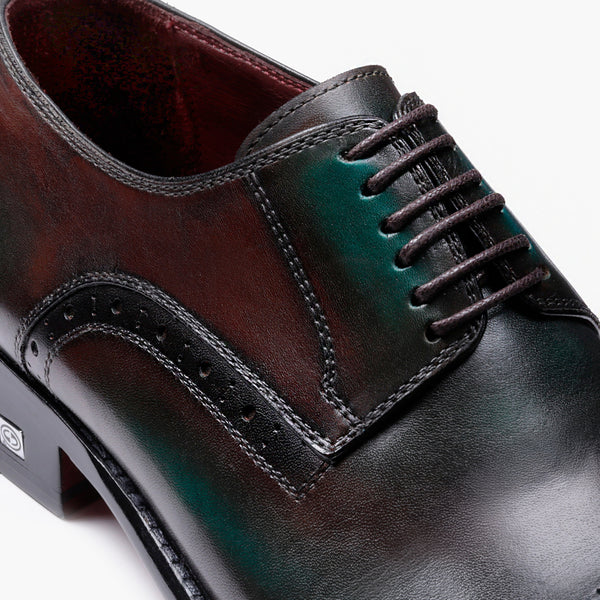 Men's Brown & Emerald Leather Derby
