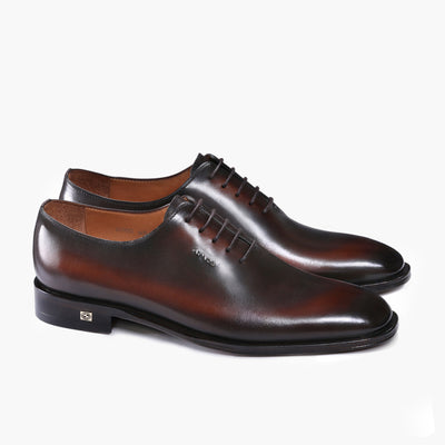 Men's Brown Patina Leather Oxford Lace-Up
