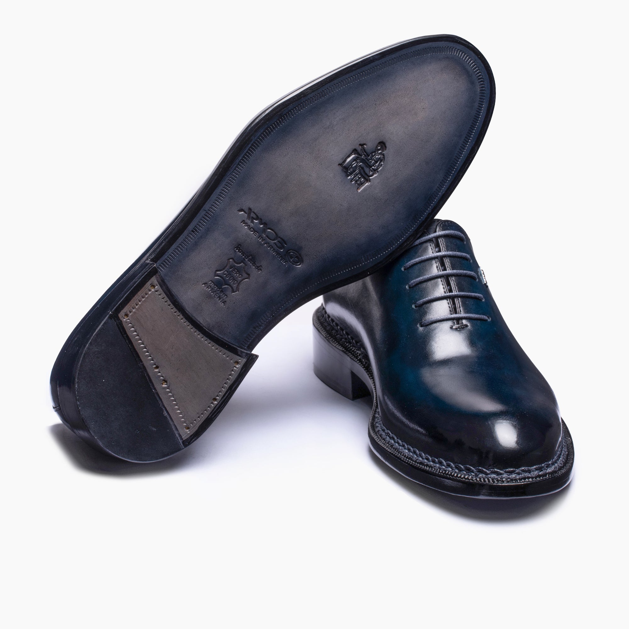 Men’s Blue Patina Leather Wholecut Oxford