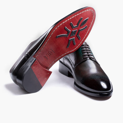 Men's Brown & Emerald Leather Derby