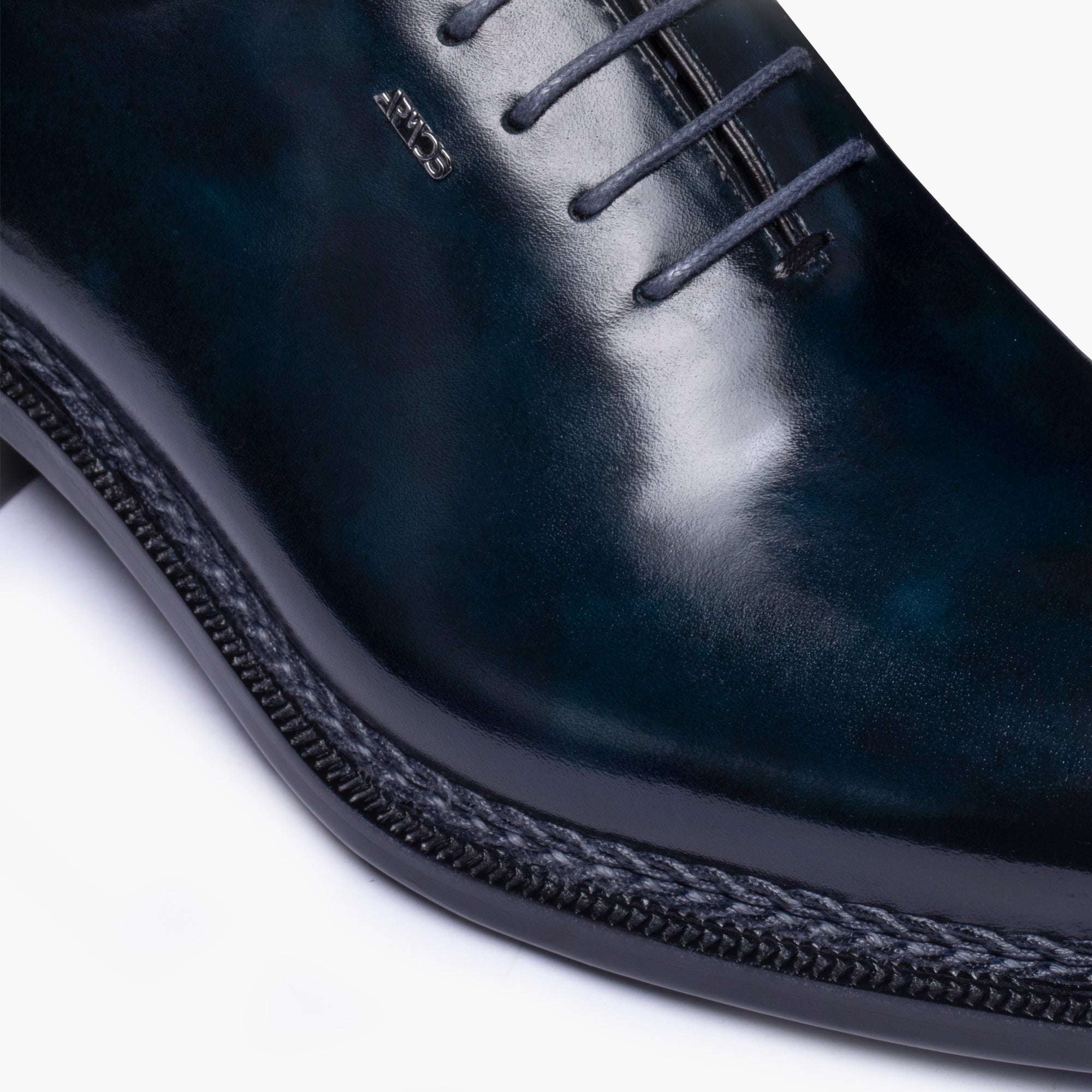 Men’s Blue Patina Leather Wholecut Oxford