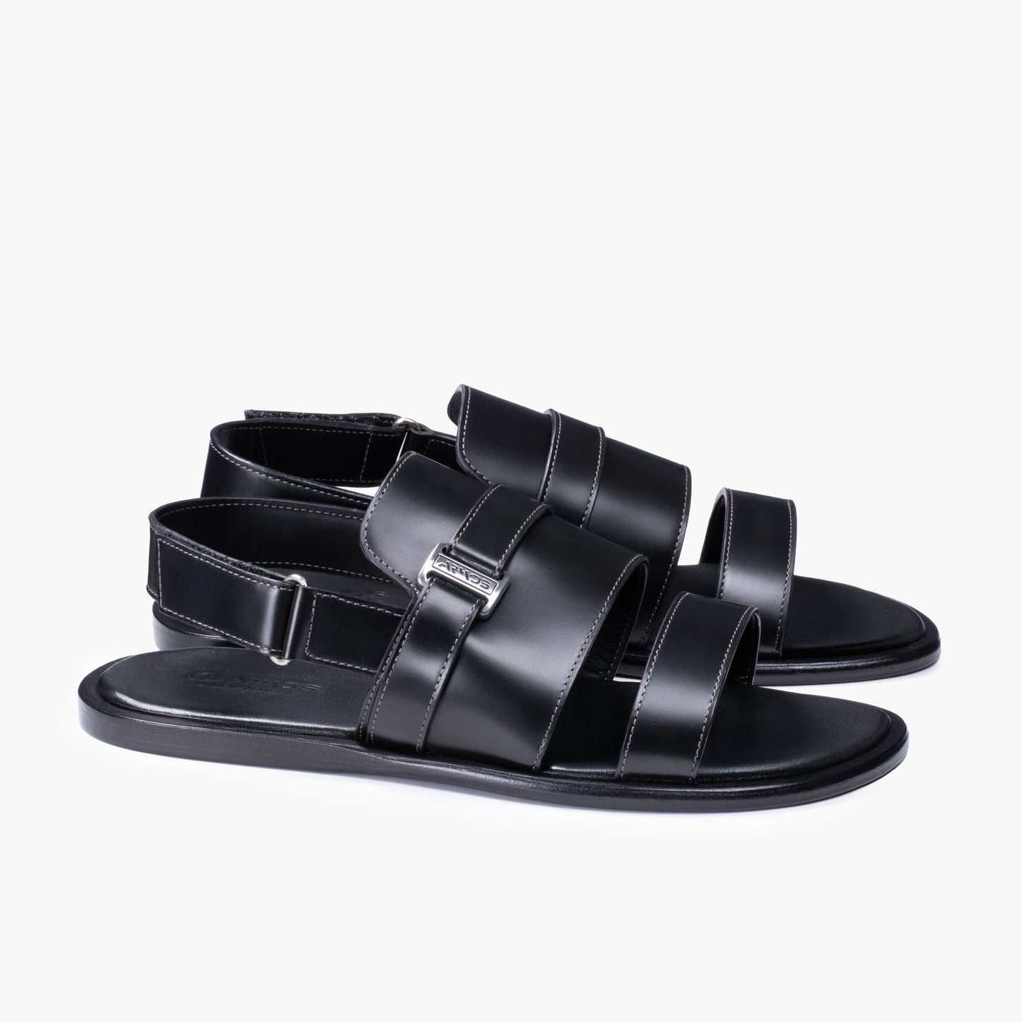 Men's Black Leather Back-Strap Sandal