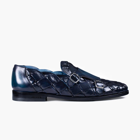 Ermenegildo Zegna Men\'s Blue Double Monk Buckle Leather Shoes. Ermenegildo Zegna | Shoes | Ermenegildo Zegna Mens Blue  main image 3