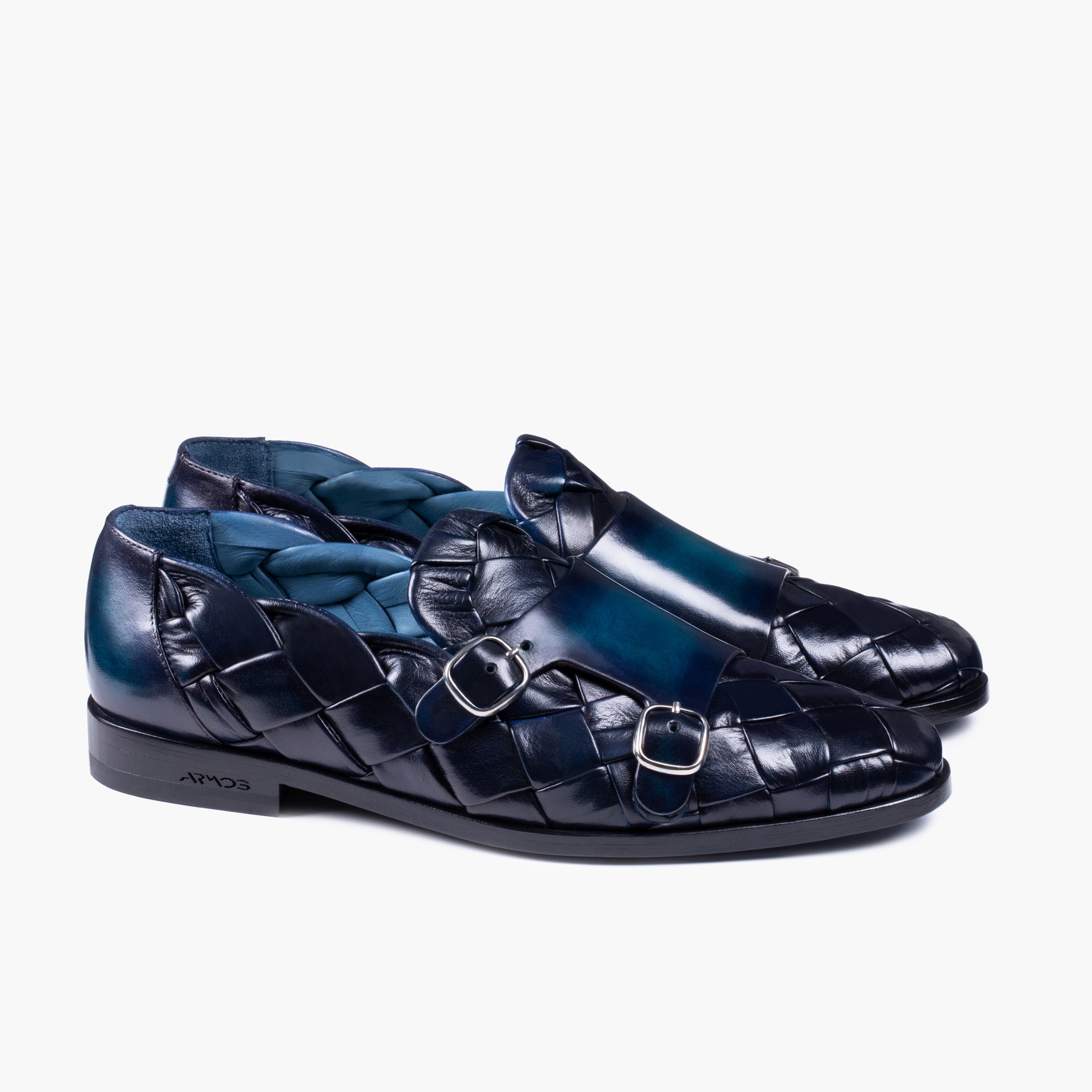 Men’s Navy Woven Double Monk Strap