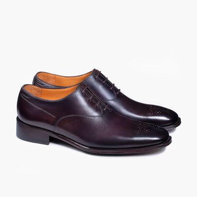 Men's Wine Leather Oxford Lace-up