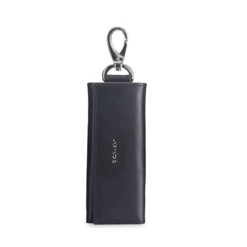 Black leather key holder - front view