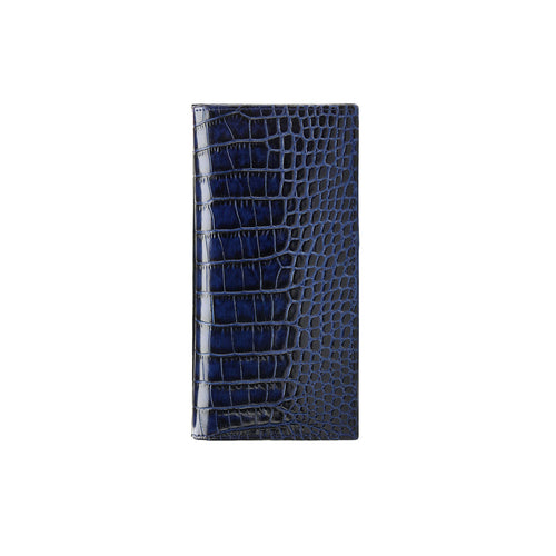 Navy croc-printed wallet