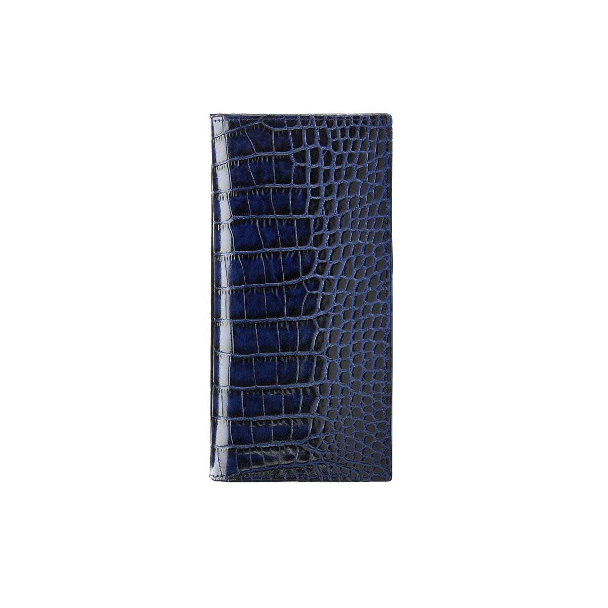 Navy croc-printed wallet