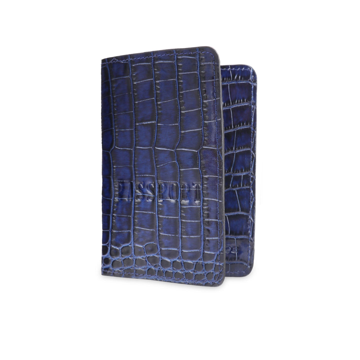 Blue leather passport case