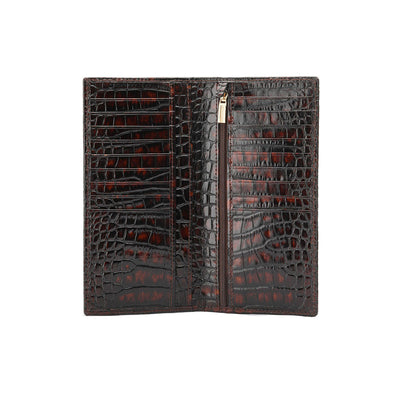Brown croc-printed wallet