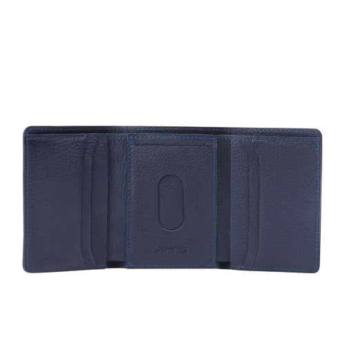 Blue wallet with triple fold