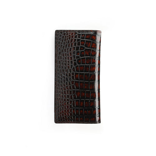 Brown croc-printed wallet