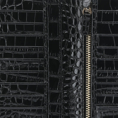 Black croc-printed wallet