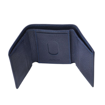 Blue wallet with triple fold