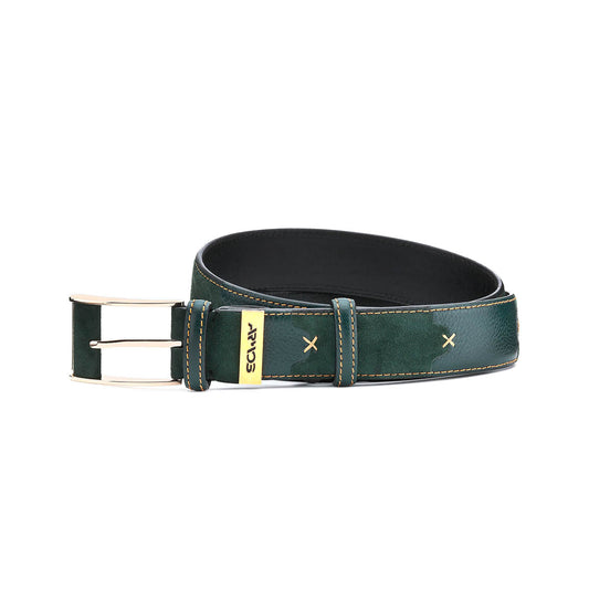 Green leather and suede belt