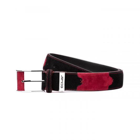 Red and black leather belt