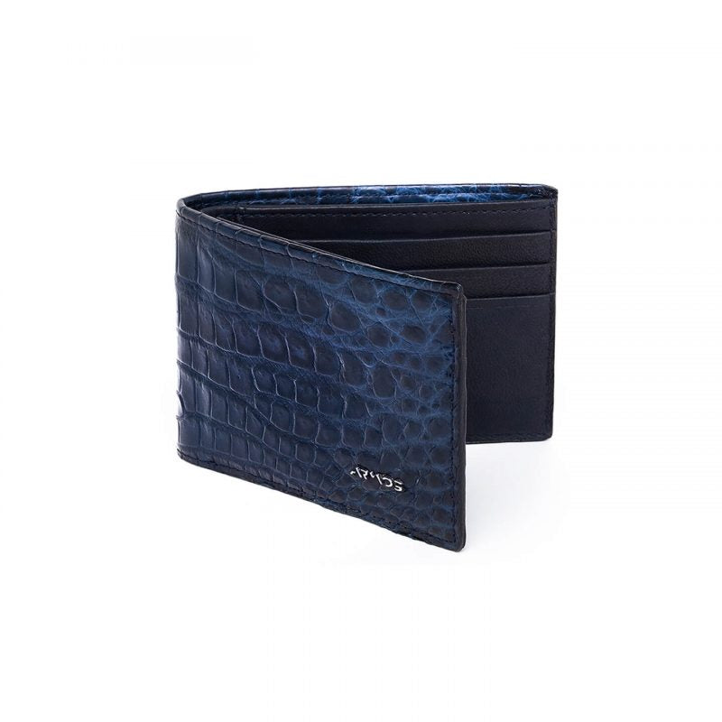 Blue crocodile leather wallet