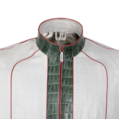 Crocodile leather and burlap harmony