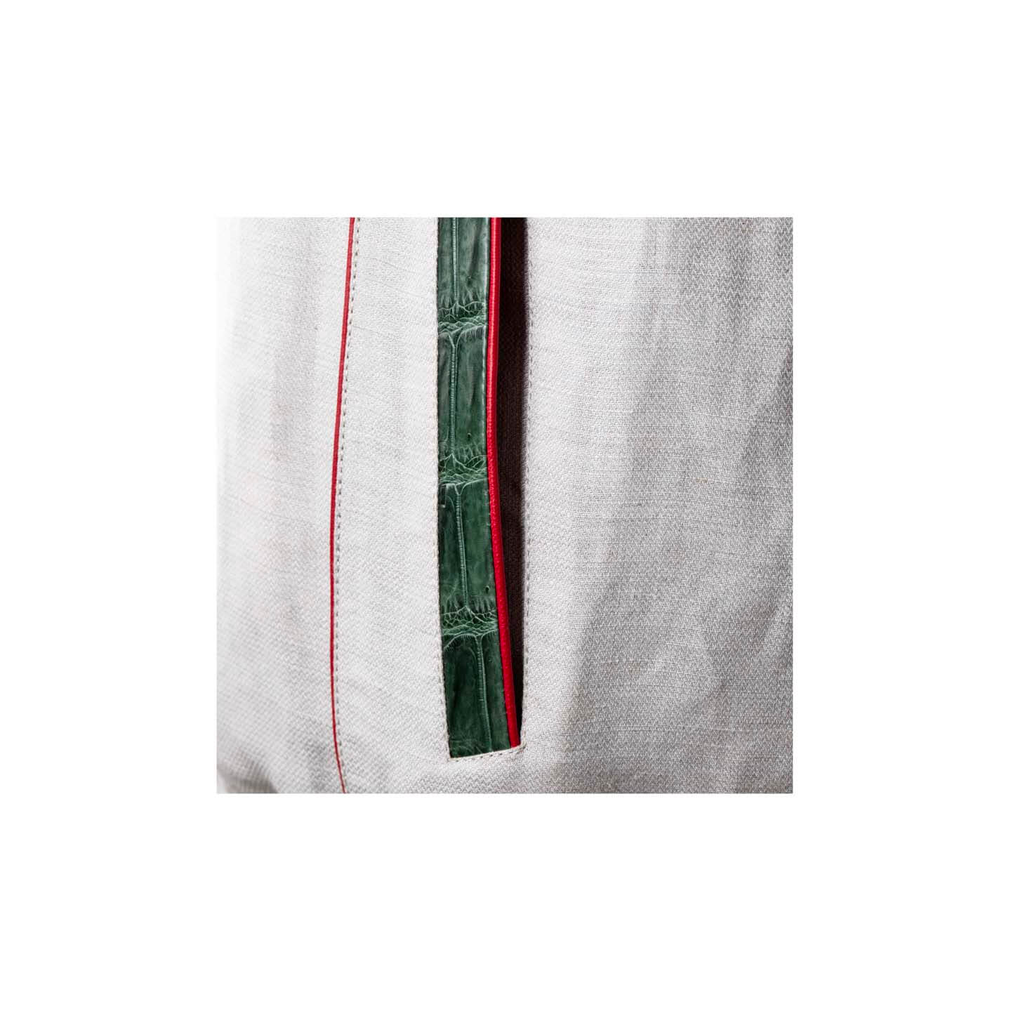 Crocodile leather and burlap harmony