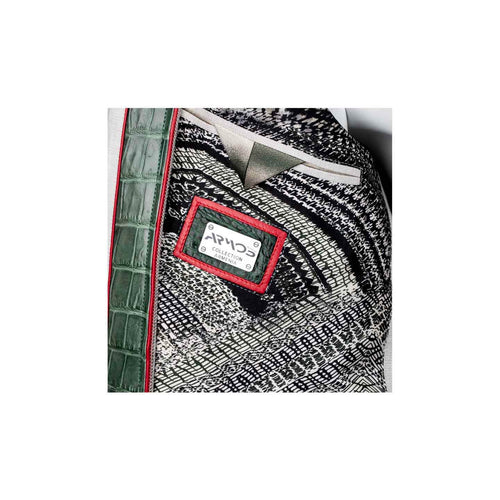 Crocodile leather and burlap harmony