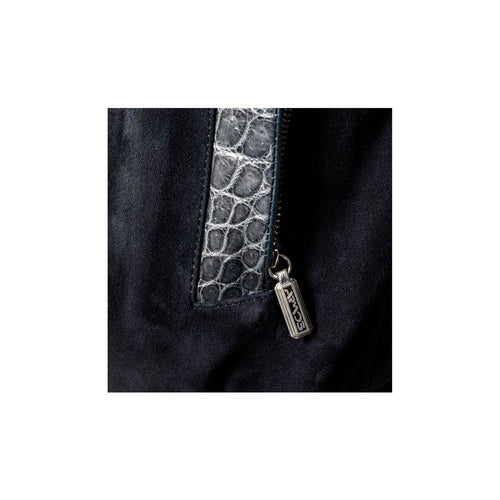 Crocodile leather jacket with suede inserts