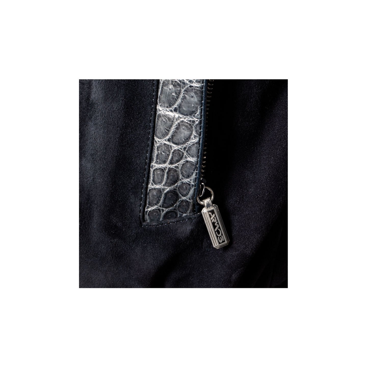 Crocodile leather jacket with suede inserts