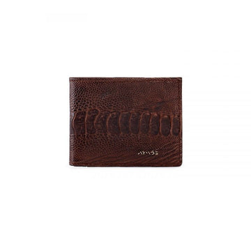 Brown ostrich leather wallet - front view